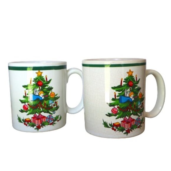2 Noel by Yamaka Christmas Flat Round Handle Mugs - Picture 1 of 6